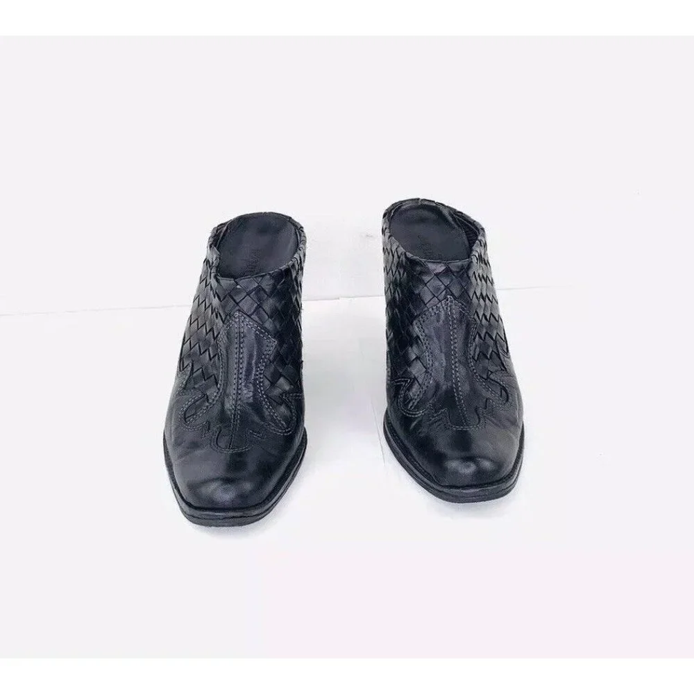 Sesto Meucci WESTERN Mules Black Woven Calf Italian Leather women EUR 36 - Picture 3 of 12